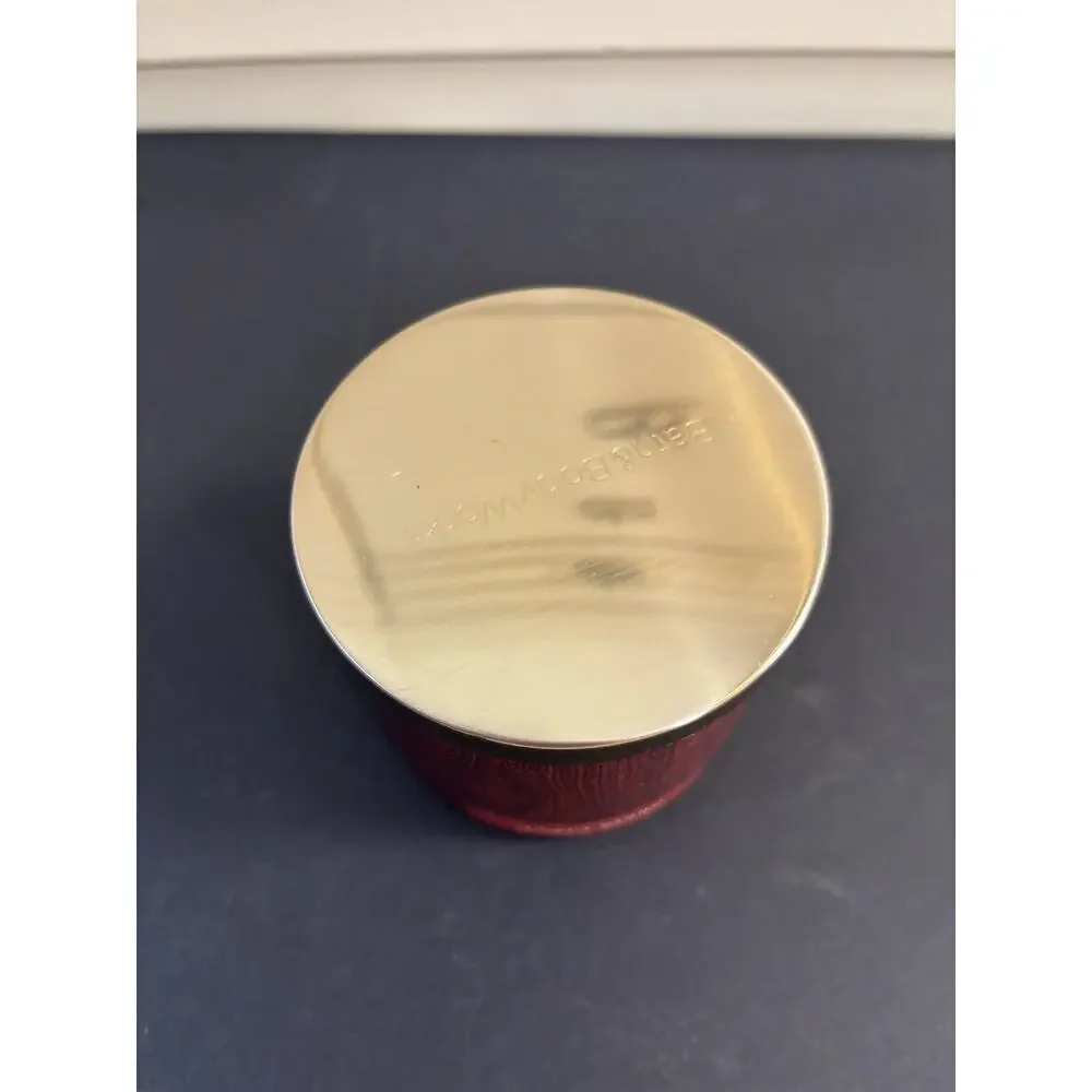 NEW HTF Bath and Body Works SUNRISE WOODS Burgundy 3-Wick Candle, 14.5 oz *NEW*